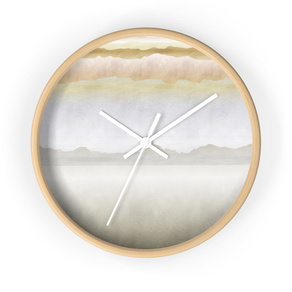 Watercolor Mountains Wall Clock in Brown