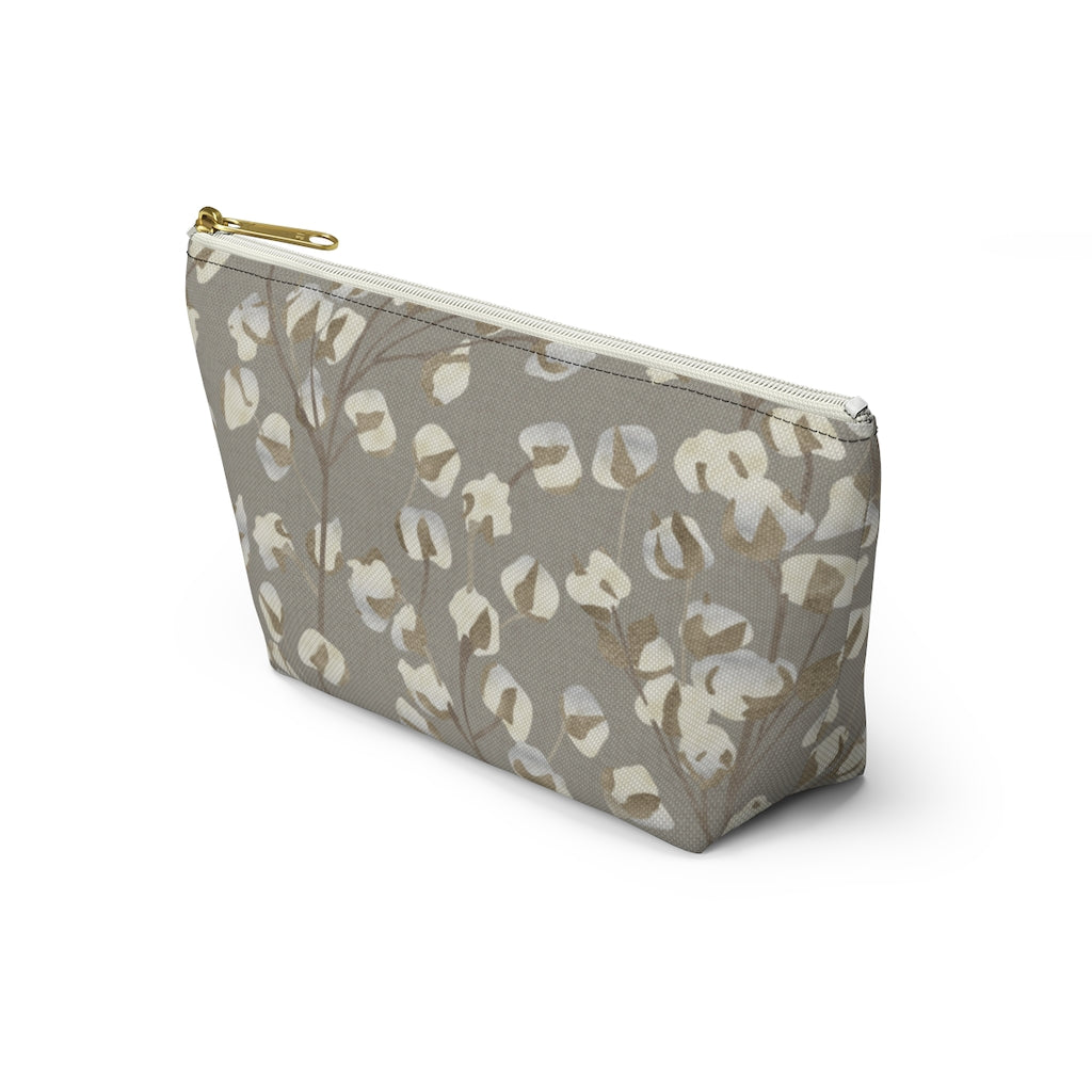 Cotton Branch Accessory Pouch w T-bottom in Brown