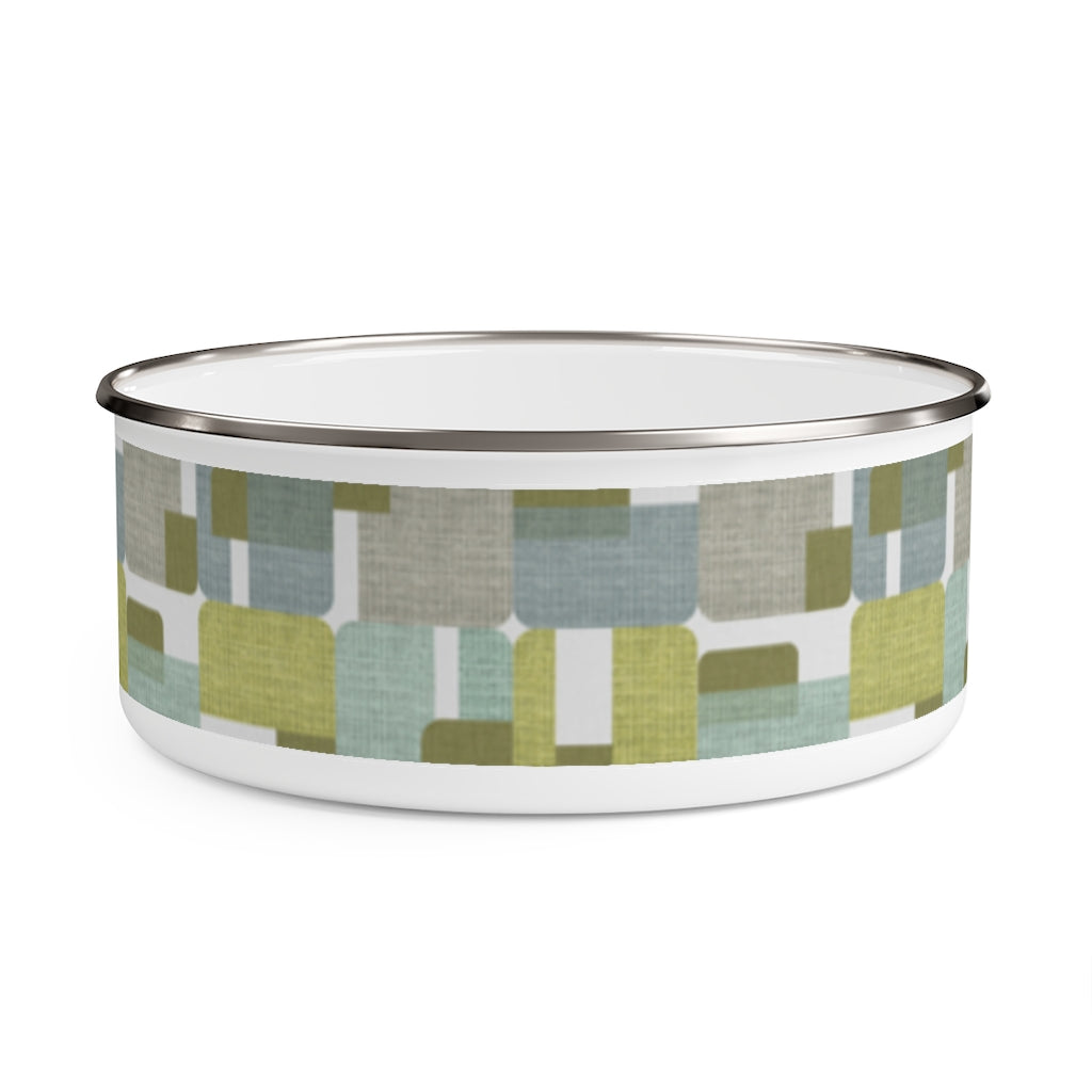 Woven Rectangle Triangle Enamel Bowl in Aqua