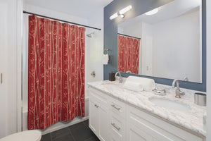 Bamboo Shower Curtain in Red