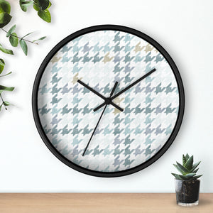 Plaid Houndstooth Wall Clock in Aqua