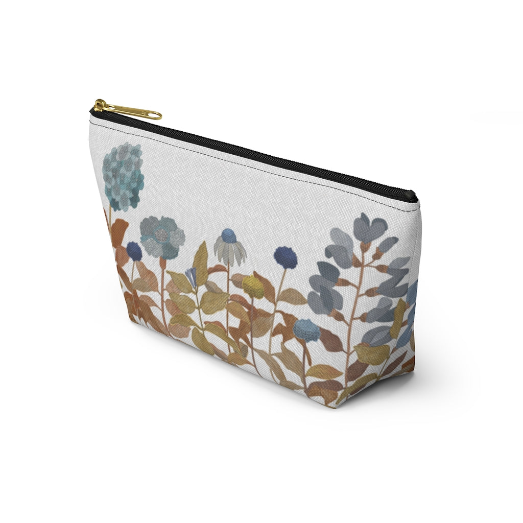 Illustrated Flowers Accessory Pouch w T-bottom in Orange