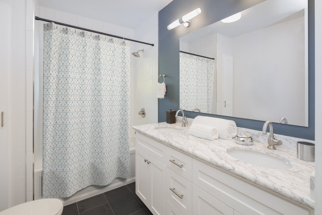 Polka Dot Chevron Shower Curtain in Aqua