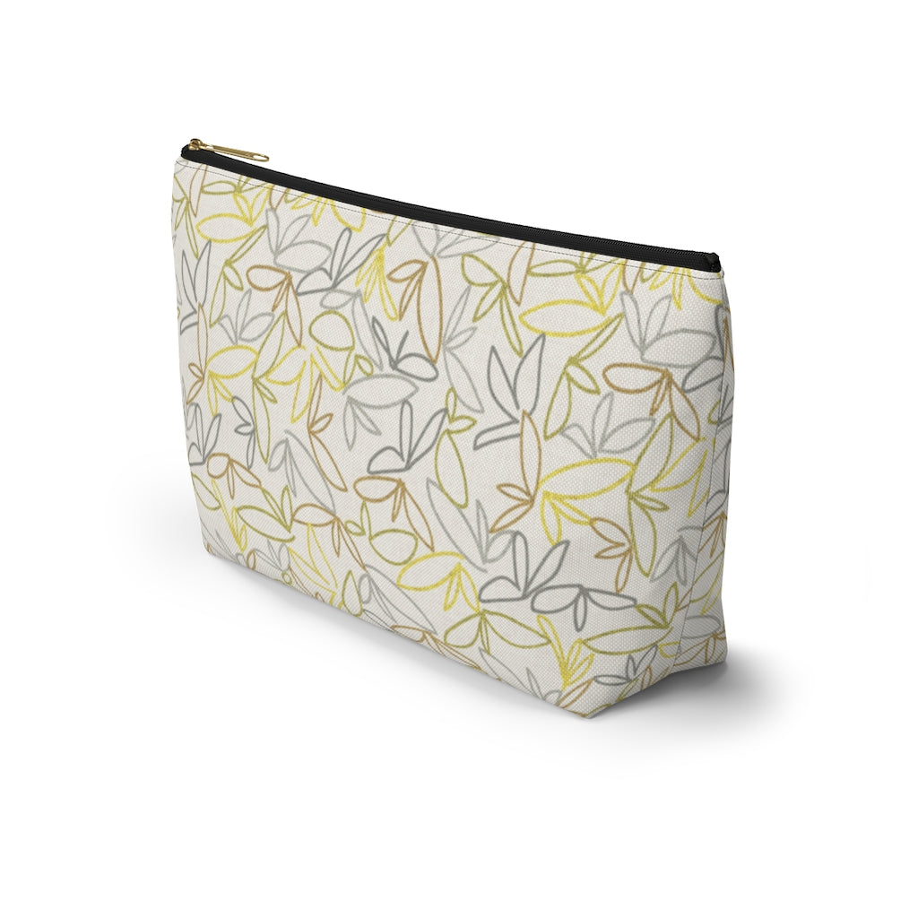 Sketch Leaf Accessory Pouch w T-bottom in Yellow