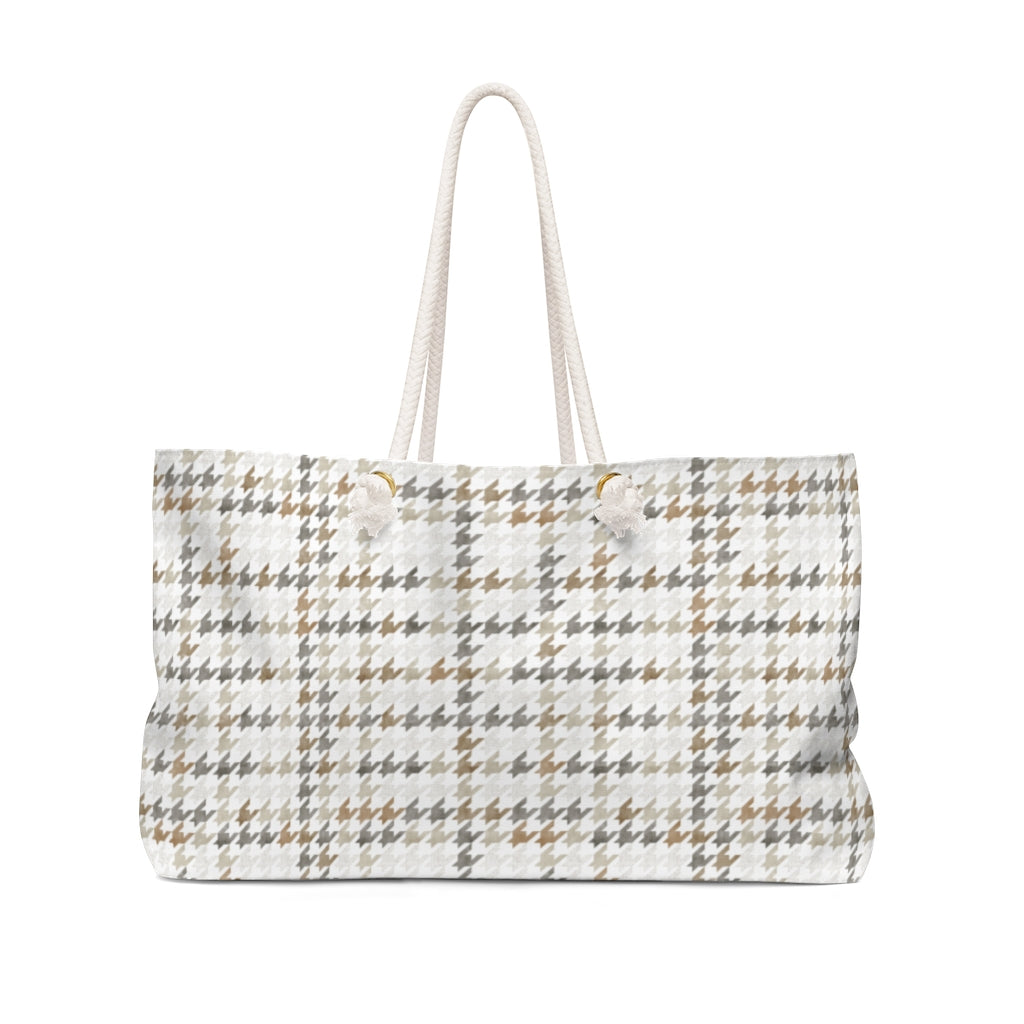Plaid Houndstooth Weekender Bag in Brown