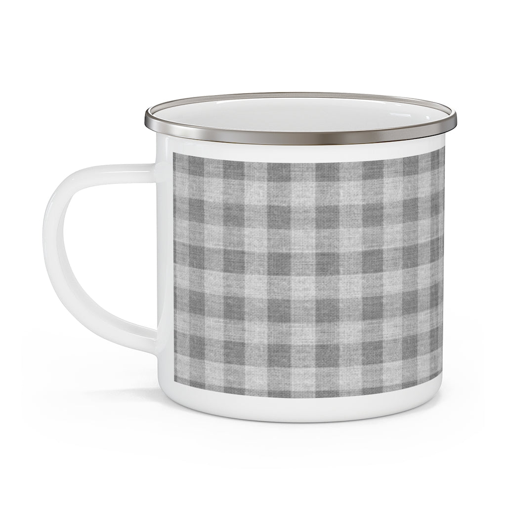 Buffalo Check Enamel Mug in Gray