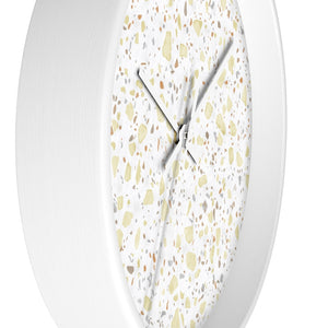 Glass Terrazzo Wall Clock in Pale Yellow