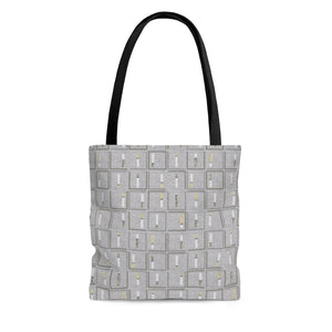 Pencil to Paper Code Tote Bag in Gray