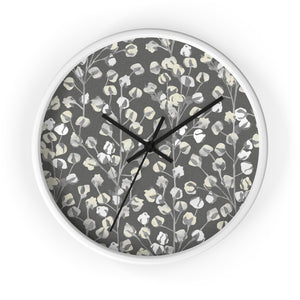 Cotton Branch Wall Clock in Gray