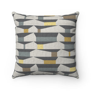 Tramway Square Throw Pillow in Gray