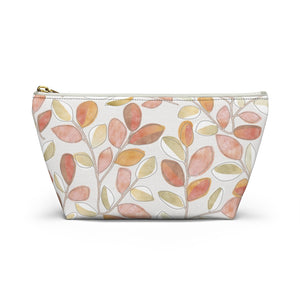 Cherry Plum Leaves Accessory Pouch w T-bottom in Coral