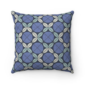 Leaf Ensconced Circle Square Throw Pillow in Blue