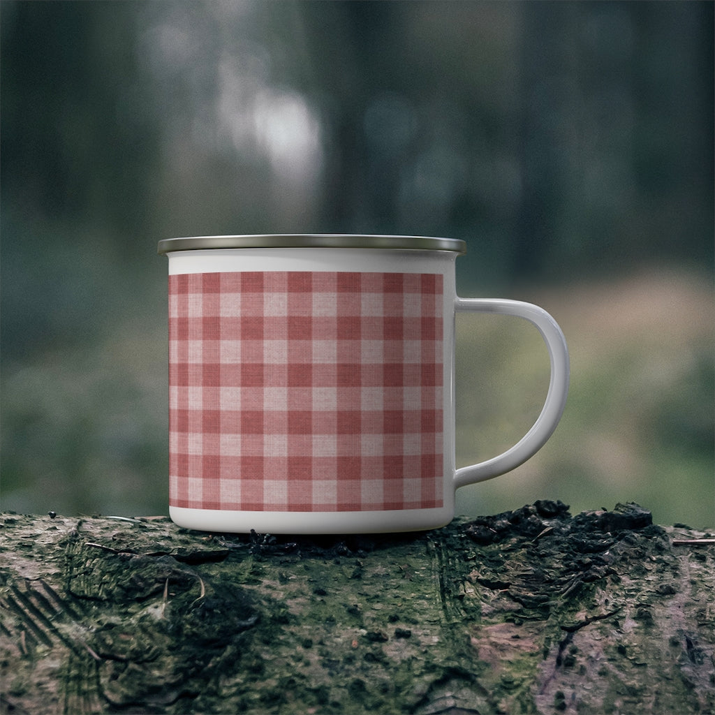 Buffalo Check Enamel Mug in Peach