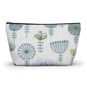 Watercolor Sketch Floral Accessory Pouch w T-bottom in Blue