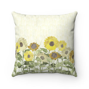 Sunflower Field Square Throw Pillow in Yellow