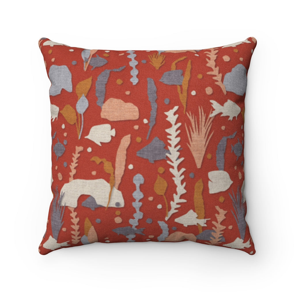 Finding Square Throw Pillow in Red