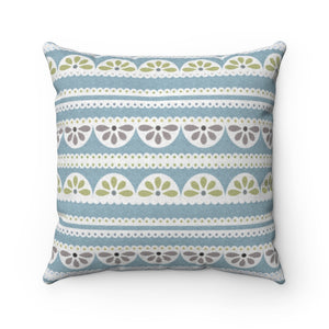 Eyelet Lace Square Throw Pillow in Aqua