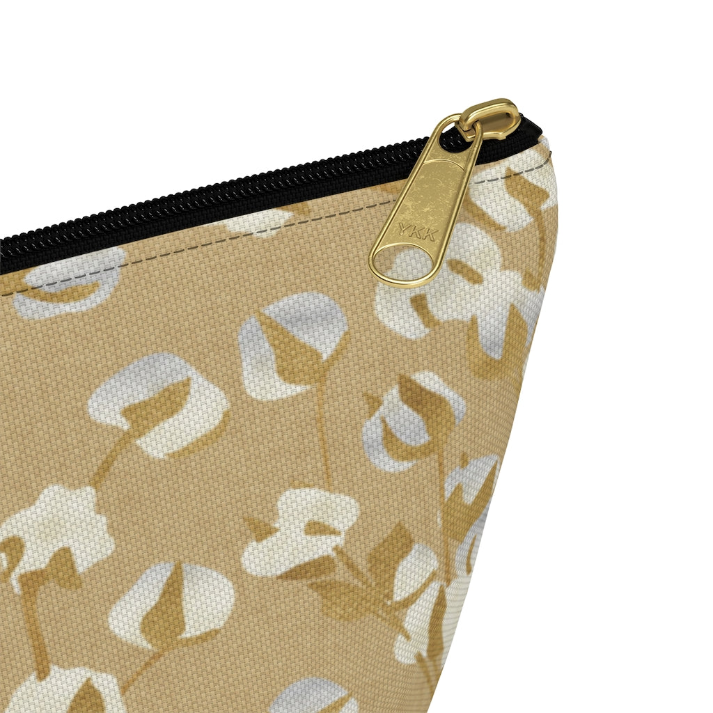 Cotton Branch Accessory Pouch w T-bottom in Gold