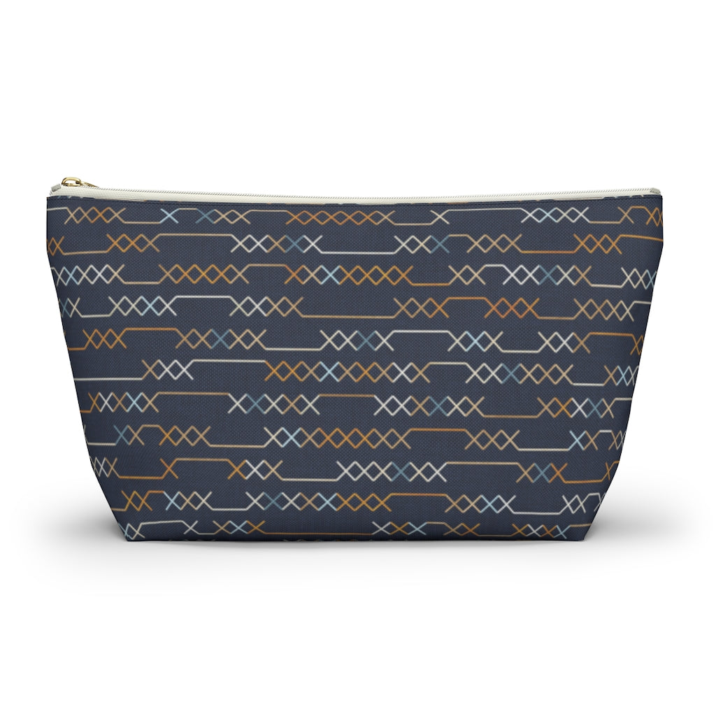 Santa Fe Stitch Accessory Pouch w T-bottom in Navy