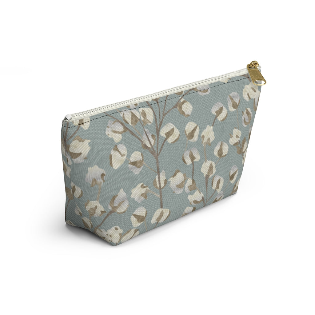 Cotton Branch Accessory Pouch w T-bottom in Aqua