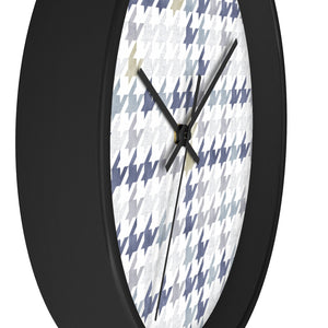 Plaid Houndstooth Wall Clock in Blue