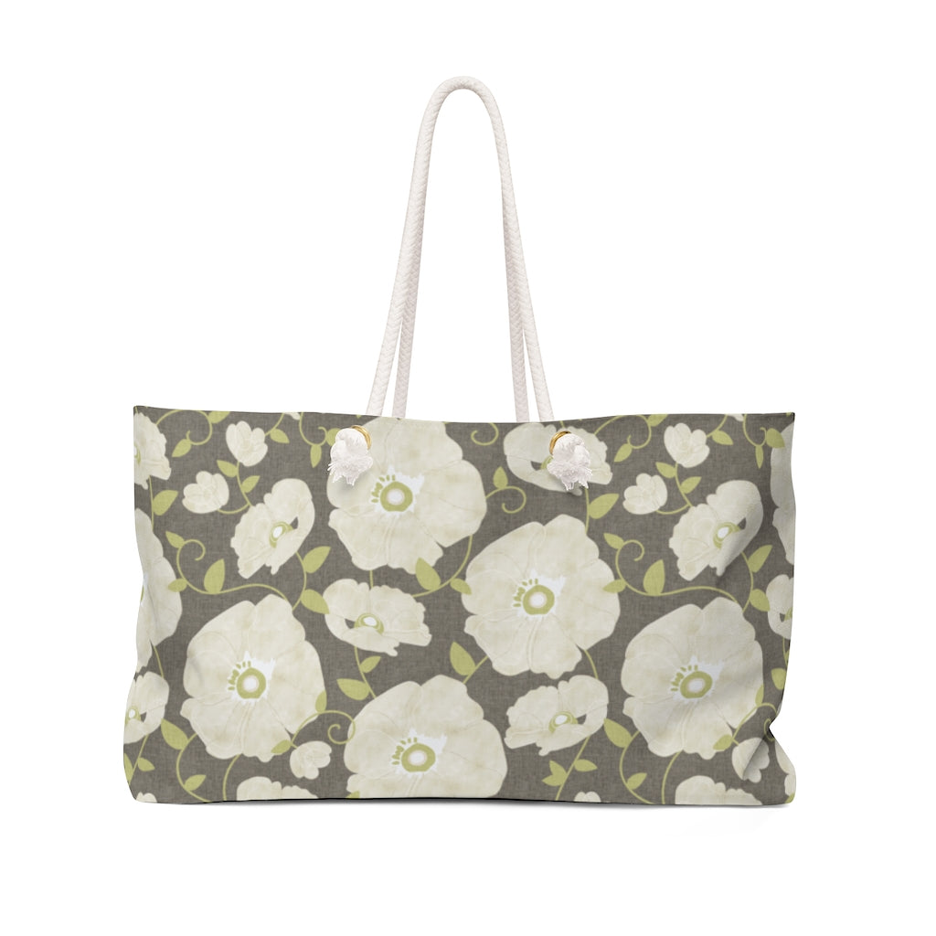 Floral Poppies Weekender Bag in Brown