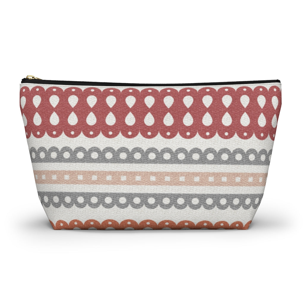 Ribbon Candy Accessory Pouch w T-bottom in Red
