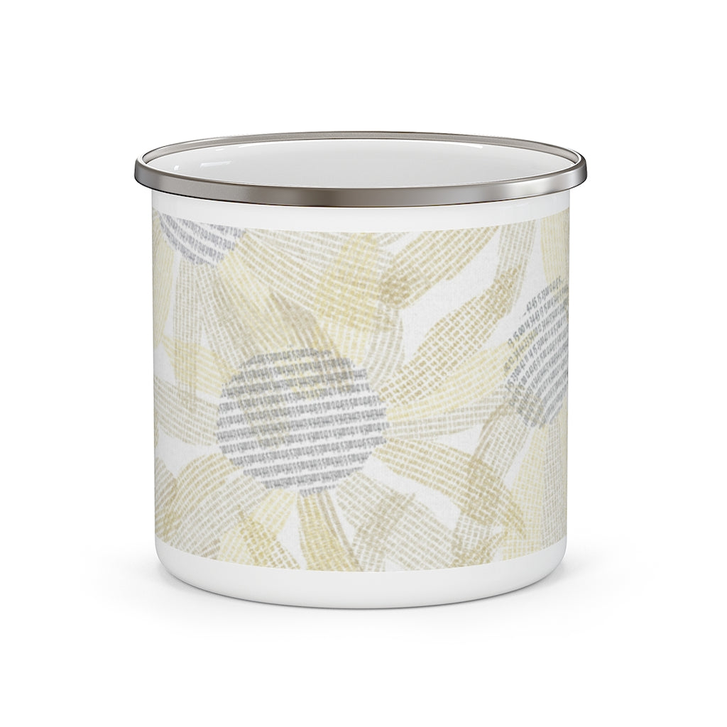 Daisy Chain Code Enamel Mug in Yellow