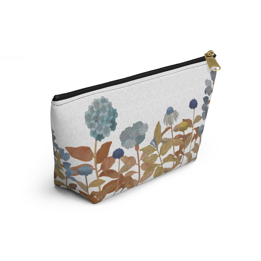 Illustrated Flowers Accessory Pouch w T-bottom in Orange