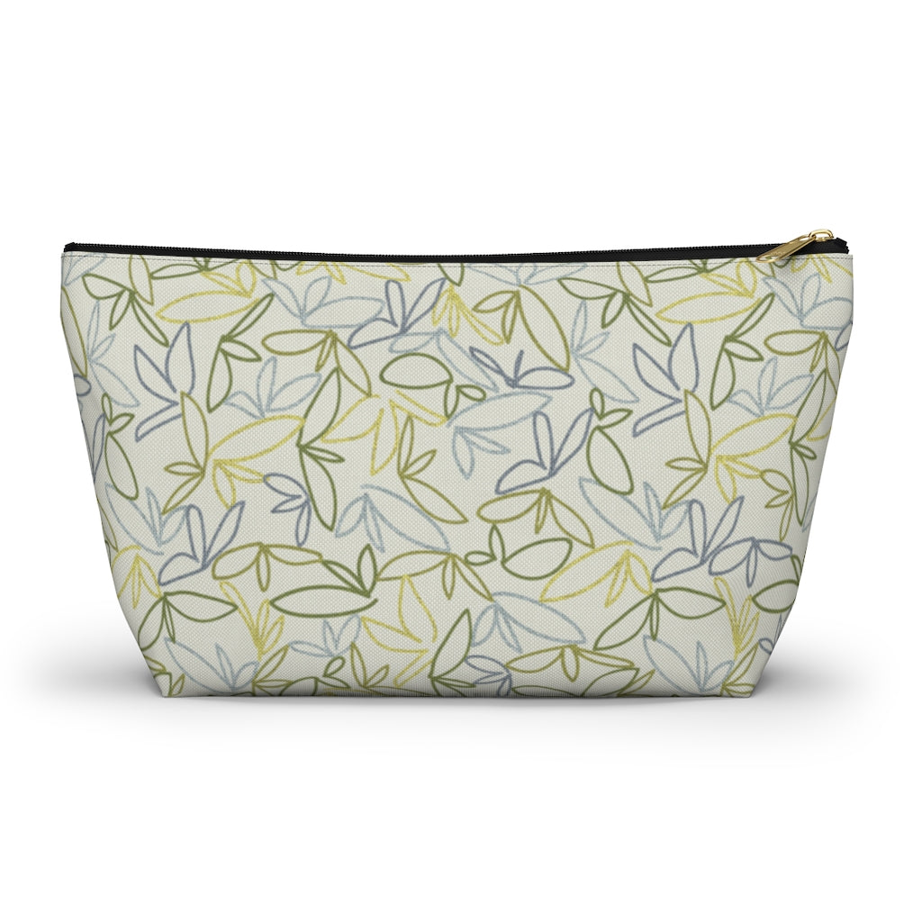 Sketch Leaf Accessory Pouch w T-bottom in Green