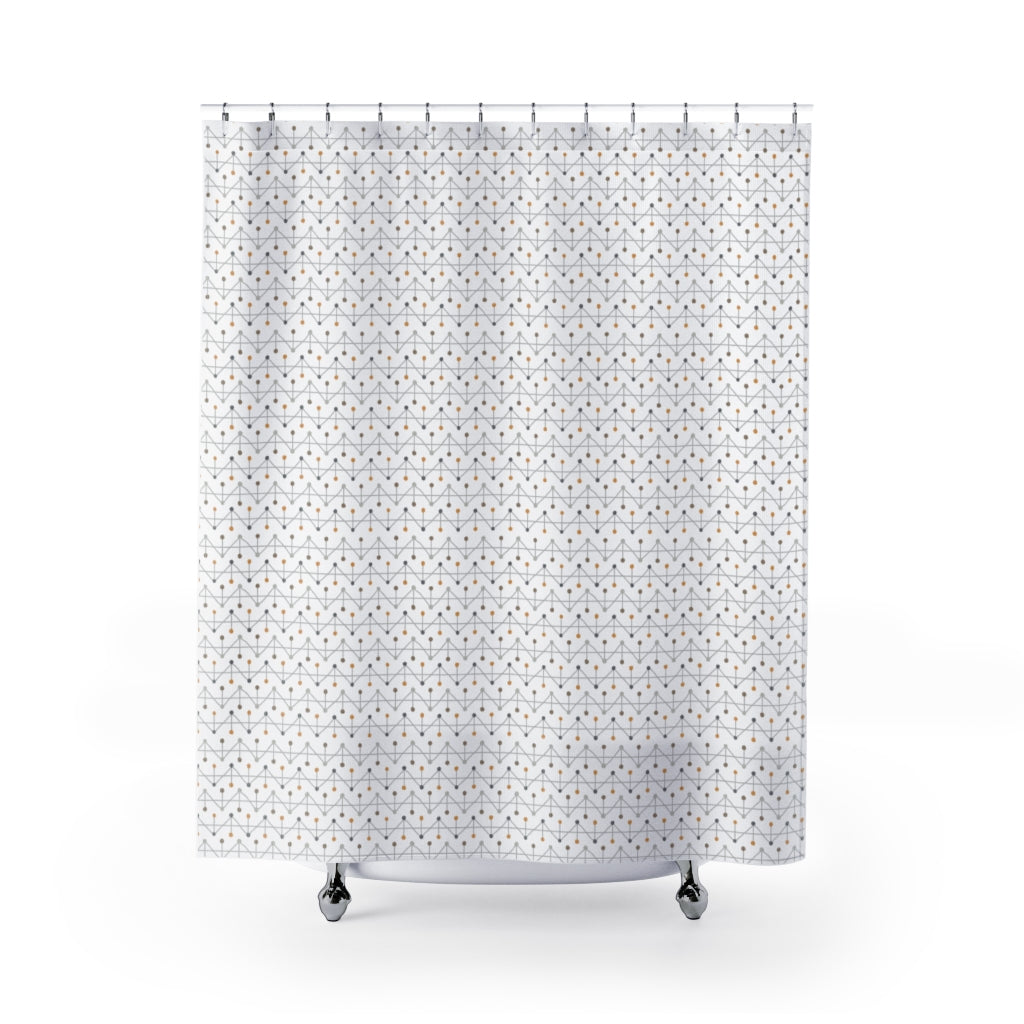 Polka Dot Chevron Shower Curtain in Gray