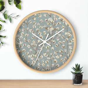 Cotton Branch Wall Clock in Aqua