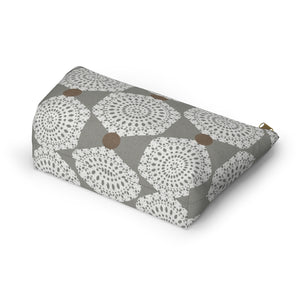 Lace Hexagon Accessory Pouch w T-bottom in Gray