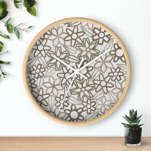 Floral Lace With Leaves Wall Clock in Brown