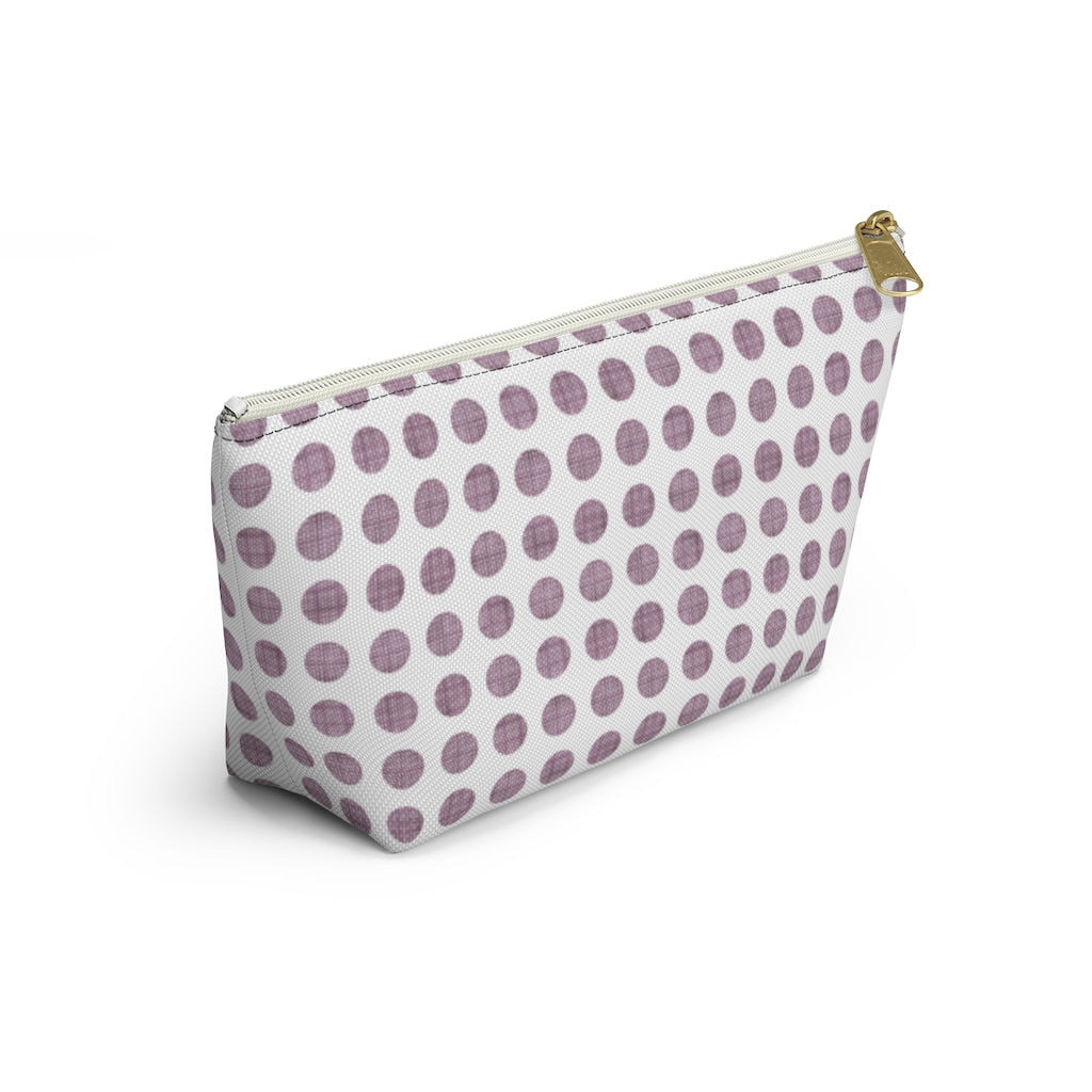 Textured Polka Dots Accessory Pouch w T-bottom in Purple