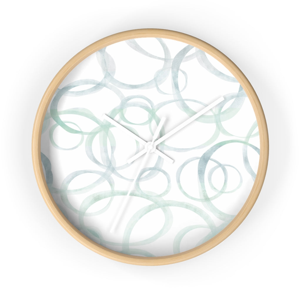 Watercolor Rings Wall Clock in Aqua