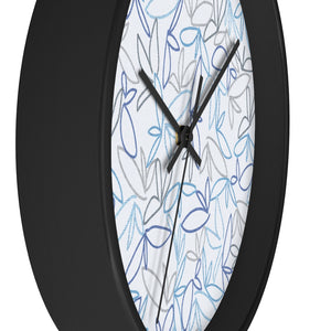 Sketch Leaf Wall Clock in Blue