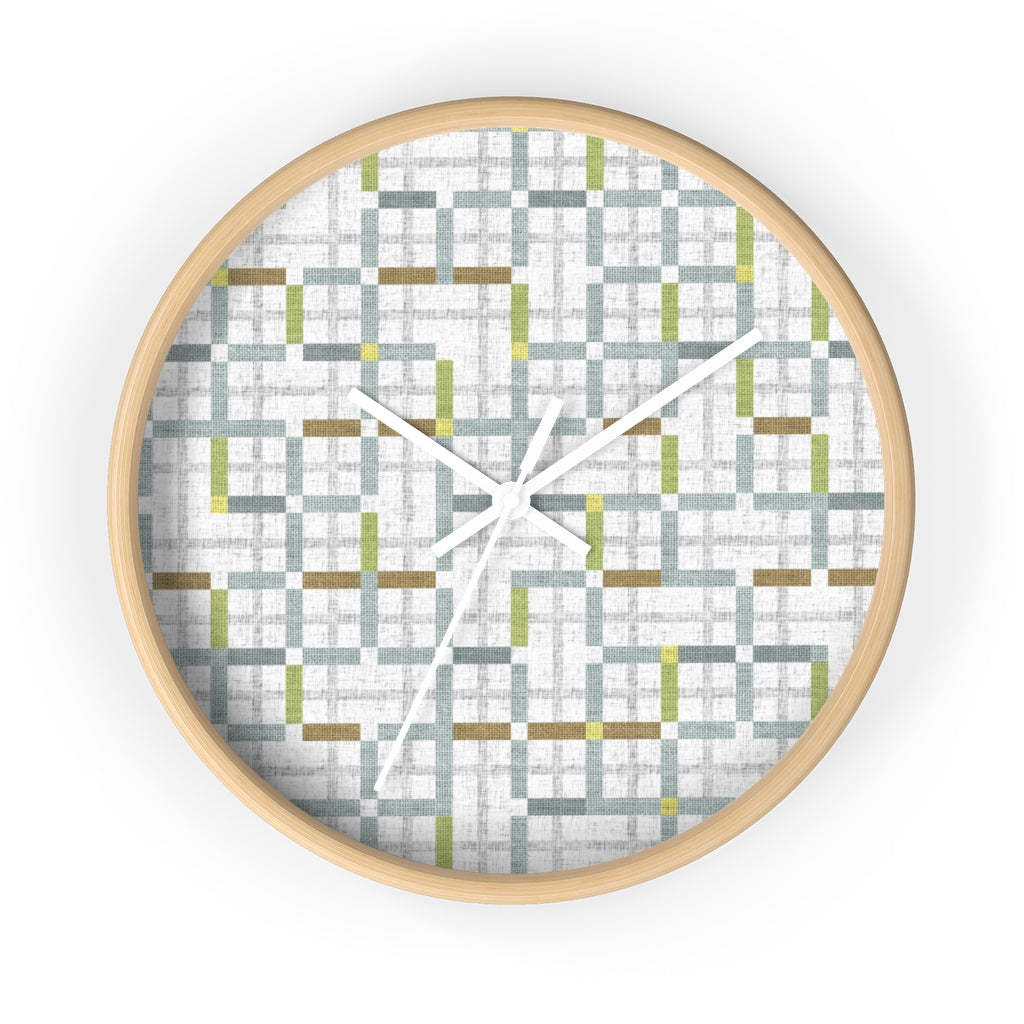 Modern Tartan Wall Clock in Aqua