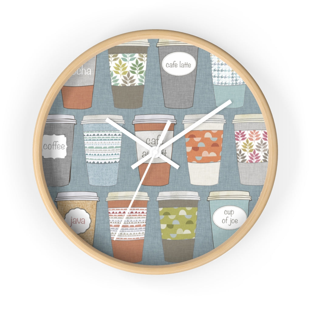 Coffee To Go Wall Clock in Aqua