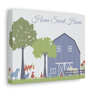 Barnyard Fun Home Wrapped Canvas in Blue