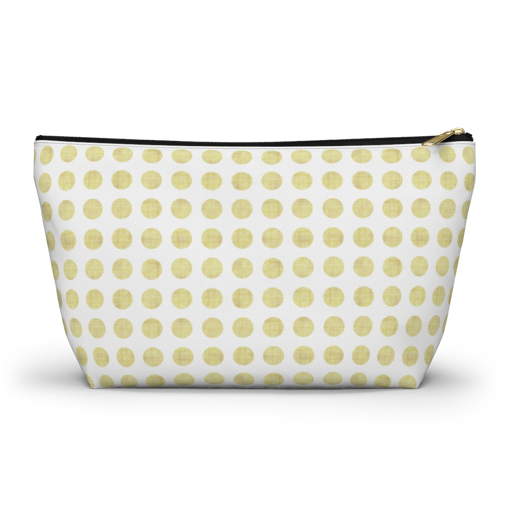 Textured Polka Dots Accessory Pouch w T-bottom in Yellow