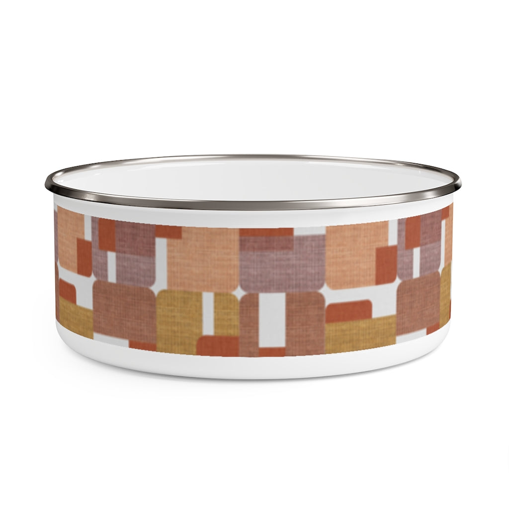 Woven Rectangle Triangle Enamel Bowl in Coral