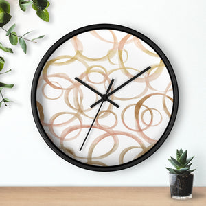 Watercolor Rings Wall Clock in Brown