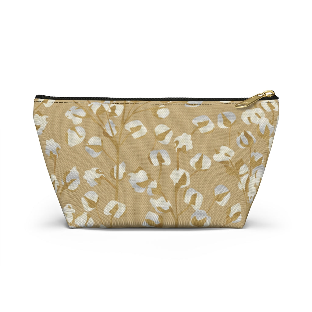 Cotton Branch Accessory Pouch w T-bottom in Gold