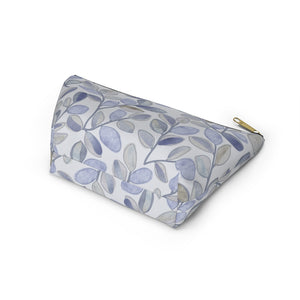 Cherry Plum Leaves Accessory Pouch w T-bottom in Blue
