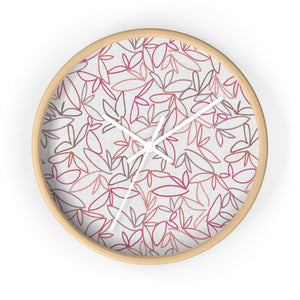 Sketch Leaf Wall Clock in Coral