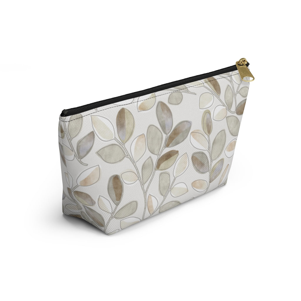 Cherry Plum Leaves Accessory Pouch w T-bottom in Brown