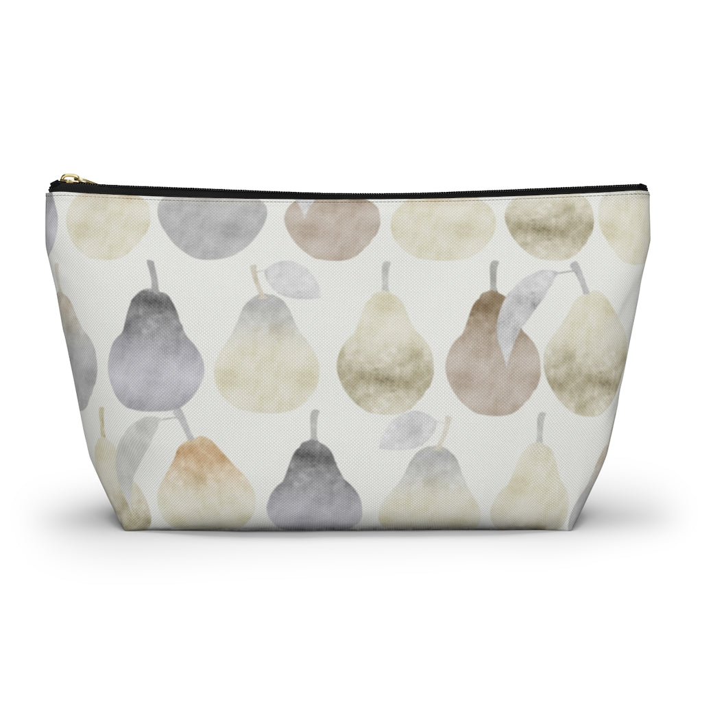 Watercolor Pears Accessory Pouch w T-bottom in Cream