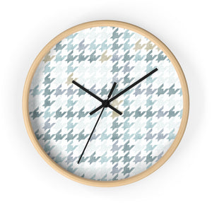 Plaid Houndstooth Wall Clock in Aqua