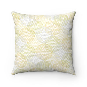 Stitch Circle Overlay Square Throw Pillow in Yellow